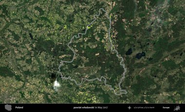 powiat wlodawski. Mayıs 2017 'de çekilen Kopernik Nöbetçi karolarından oluşan bir uydu görüntüsü üzerine Polonya' nın idari bölgesinin ana hatlarını belirledik.