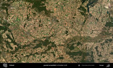 powiat wrzesinski. Polonya 'nın idari bölgesi, Ekim 2018' de çekilen Kopernik Sentinel karolarından oluşan bir uydu görüntüsü üzerine kurulmuştur.
