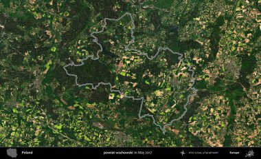powiat wschowski. Mayıs 2017 'de çekilen Kopernik Nöbetçi karolarından oluşan bir uydu görüntüsü üzerine Polonya' nın idari bölgesinin ana hatlarını belirledik.