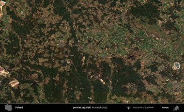 powiat zaganski. Copernicus Sentinel 'in Mart 2025' te çekilmiş uydu görüntüsü üzerine Polonya 'nın idari bölgesi