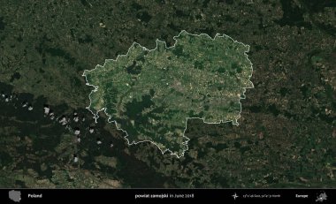 powiat zamojski. Polonya 'nın idari alanı, Haziran 2018' de çekilen Kopernik Nöbetçi karolarından oluşan koyu renkli bir uydu görüntüsüyle vurgulandı ve özetlendi