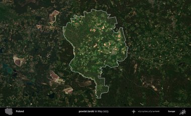 powiat zarski. Polonya 'nın idari alanı, Mayıs 2023' te çekilen Kopernik Nöbetçi karolarından oluşan koyu renkli bir uydu görüntüsü üzerinde vurgulandı ve özetlendi.