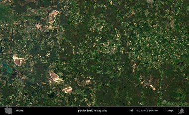 powiat zarski. Copernicus Sentinel 'in Mayıs 2023' te çekilmiş uydu görüntüsü üzerine Polonya 'nın idari bölgesi.