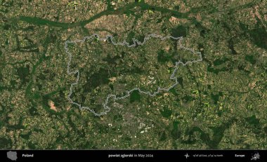 powiat zgierski. Mayıs 2024 'te çekilen Kopernik Nöbetçi karolarından oluşan bir uydu görüntüsünde Polonya' nın idari bölgesinin ana hatları belirlendi