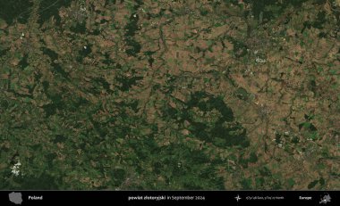 powiat zlotoryjski. Eylül 2024 'te çekilen Kopernik Sentinel karolarından oluşan uydu görüntüsü üzerine Polonya' nın idari bölgesi