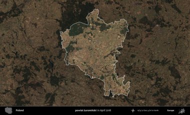 powiat zurominski. Polonya 'nın idari alanı, Nisan 2018' de çekilen Kopernik Nöbetçi karolarından oluşan koyu renkli bir uydu görüntüsü üzerine vurgulandı ve özetlendi