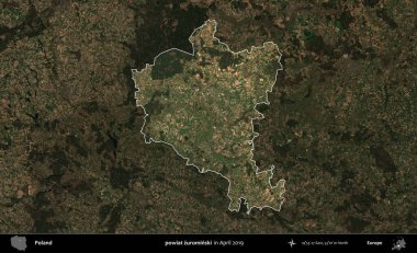 powiat zurominski. Polonya 'nın idari alanı, Nisan 2019' da çekilen Kopernik Nöbetçi karolarından oluşan koyu renkli bir uydu görüntüsü üzerine vurgulandı ve özetlendi.