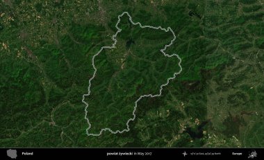 powiat zywiecki. Mayıs 2017 'de çekilen Kopernik Nöbetçi karolarından oluşan bir uydu görüntüsü üzerine Polonya' nın idari bölgesinin ana hatlarını belirledik.