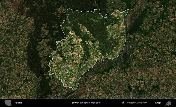 powiat swiecki. Polonya 'nın idari alanı, Mayıs 2016' da çekilen Kopernik Nöbetçi karolarından oluşan koyu renkli bir uydu görüntüsü üzerine vurgulandı ve özetlendi