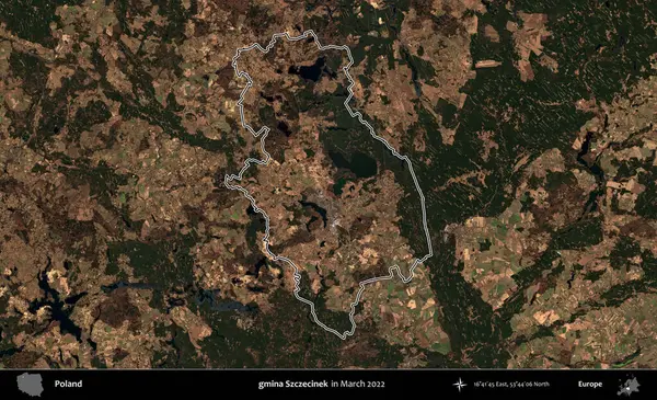 gmina Szczecinek. Polonya 'nın idari bölgesini Mart 2022' de çekilen Kopernik Sentinel karolarından oluşan bir uydu görüntüsü ile özetledik.