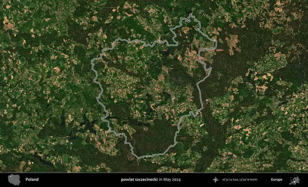 powiat szczecinecki. Mayıs 2024 'te çekilen Kopernik Nöbetçi karolarından oluşan bir uydu görüntüsünde Polonya' nın idari bölgesinin ana hatları belirlendi