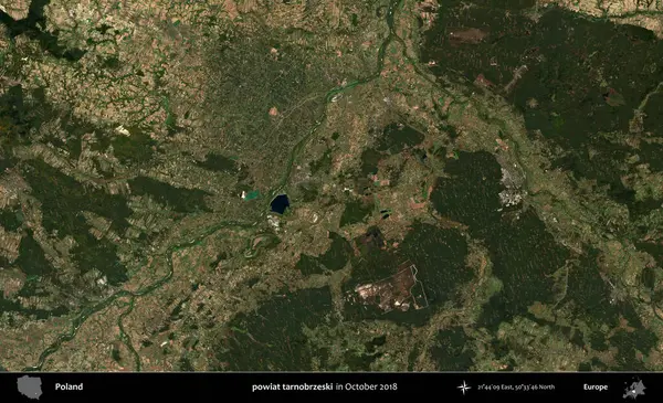 powiat tarnobrzeski. Polonya 'nın idari bölgesi, Ekim 2018' de çekilen Kopernik Sentinel karolarından oluşan bir uydu görüntüsü üzerine kurulmuştur.