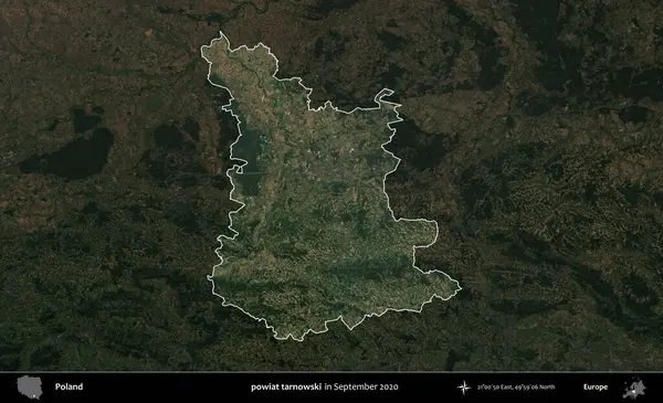 powiat tarnowski. Polonya 'nın idari alanı, Eylül 2020' de çekilen Kopernik Nöbetçi karolarından oluşan koyu renkli bir uydu görüntüsü üzerine vurgulandı ve özetlendi