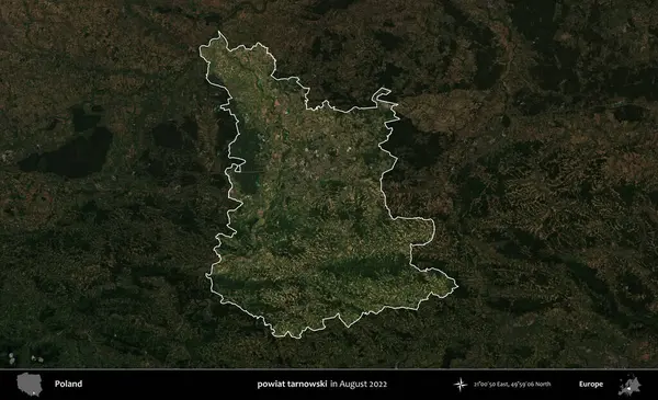 powiat tarnowski. Polonya 'nın idari alanı, Ağustos 2022' de çekilen Kopernik Nöbetçi karolarından oluşan koyu renkli bir uydu görüntüsü üzerine vurgulandı ve özetlendi.