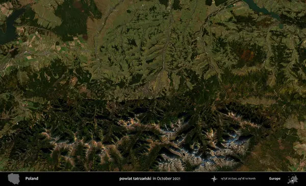 powiat tatrzanski. Polonya 'nın idari bölgesi, Ekim 2021' de çekilen Kopernik Sentinel karolarından oluşan bir uydu görüntüsü üzerine kurulmuştur.