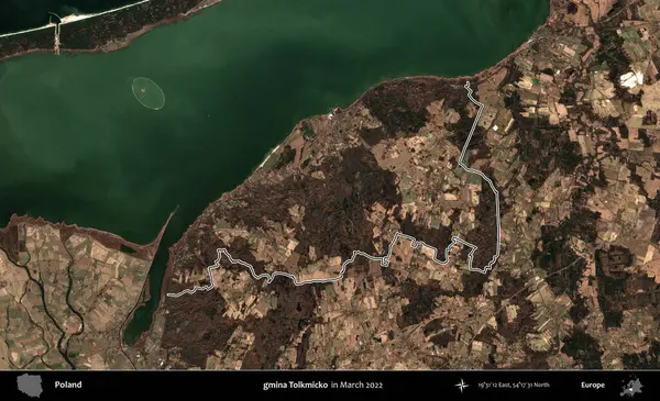 gmina Tolkmicko. Polonya 'nın idari bölgesini Mart 2022' de çekilen Kopernik Sentinel karolarından oluşan bir uydu görüntüsü ile özetledik.