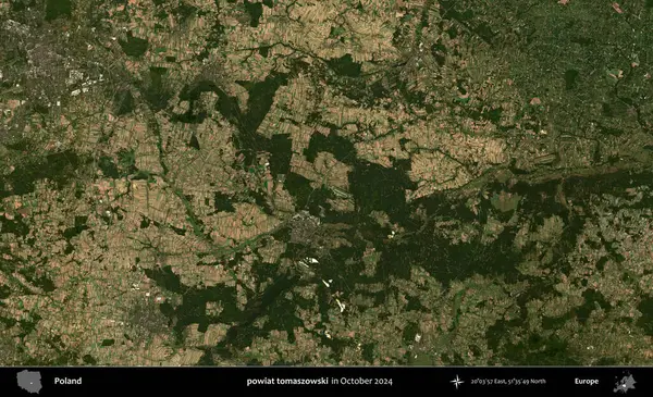 powiat tomaszowski. Polonya 'nın idari bölgesi, Kopernik Sentinel' in Ekim 2024 'te çekilmiş uydu görüntüsü üzerine kurulmuştur.