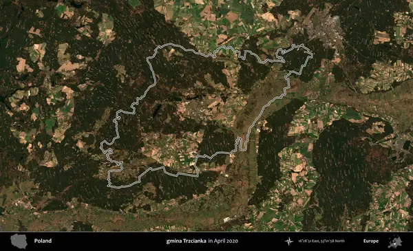 gmina Trzcianka. Polonya 'nın idari bölgesini Nisan 2020' de çekilen Kopernik Nöbetçi karolarından oluşan bir uydu görüntüsüne göre özetledik.