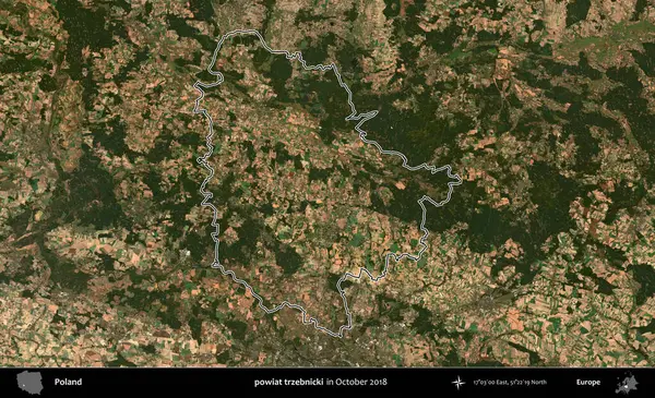 powiat trzebnicki. Polonya 'nın idari bölgesini, Ekim 2018' de çekilen Kopernik Nöbetçi karolarından oluşan bir uydu görüntüsüne göre özetledik.