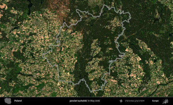 powiat tucholski. Mayıs 2016 'da çekilen Kopernik Nöbetçi karolarından oluşan uydu görüntüsünde Polonya' nın idari bölgesinin ana hatları belirlendi
