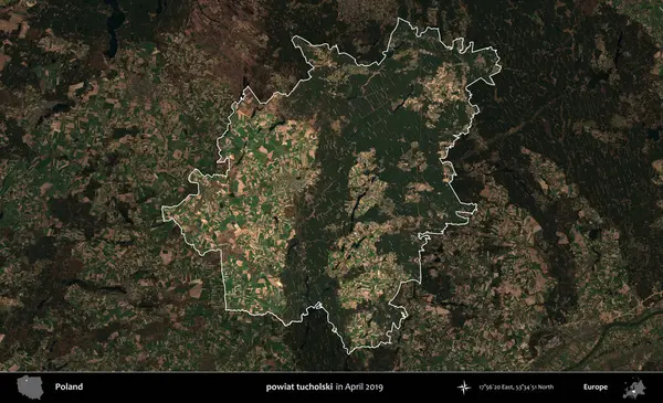 powiat tucholski. Polonya 'nın idari alanı, Nisan 2019' da çekilen Kopernik Nöbetçi karolarından oluşan koyu renkli bir uydu görüntüsü üzerine vurgulandı ve özetlendi.