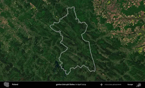 gmina Ustrzyki Dolne. Polonya 'nın idari bölgesini Nisan 2024' te çekilen Kopernik Sentinel karolarından oluşan bir uydu görüntüsü ile özetledik.