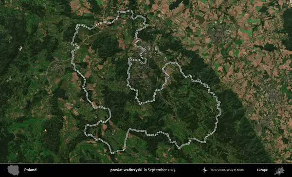 powiat walbrzyski. Eylül 2023 'te çekilen Copernicus Sentinel karolarından oluşan bir uydu görüntüsü üzerine Polonya' nın idari bölgesinin ana hatlarını belirledik.