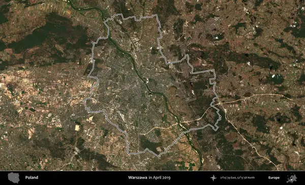 Warszawa 'da. Polonya 'nın idari bölgesini Nisan 2019' da çekilen Kopernik Nöbetçi karolarından oluşan bir uydu görüntüsüne göre özetledik.
