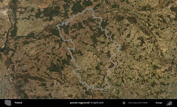 Powiat Wegroski. Polonya 'nın idari bölgesini, Nisan 2018' de çekilen Kopernik Nöbetçi karolarından oluşan bir uydu görüntüsüne göre özetledik.