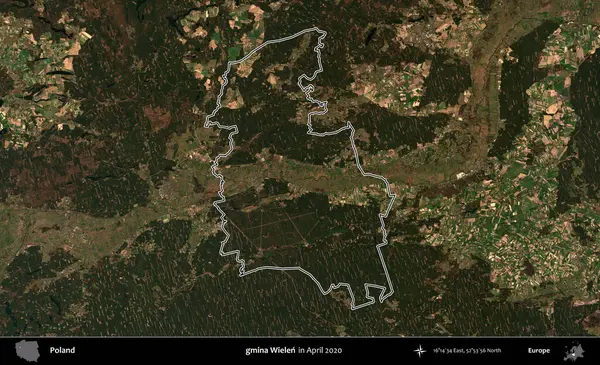 gmina Wielen. Polonya 'nın idari bölgesini Nisan 2020' de çekilen Kopernik Nöbetçi karolarından oluşan bir uydu görüntüsüne göre özetledik.