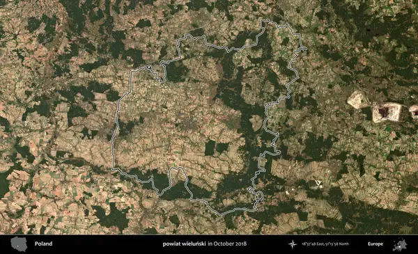 powiat wielunski. Polonya 'nın idari bölgesini, Ekim 2018' de çekilen Kopernik Nöbetçi karolarından oluşan bir uydu görüntüsüne göre özetledik.