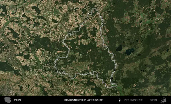 powiat wlodawski. Eylül 2023 'te çekilen Copernicus Sentinel karolarından oluşan bir uydu görüntüsü üzerine Polonya' nın idari bölgesinin ana hatlarını belirledik.