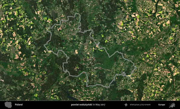 powiat wolsztynski. Mayıs 2017 'de çekilen Kopernik Nöbetçi karolarından oluşan bir uydu görüntüsü üzerine Polonya' nın idari bölgesinin ana hatlarını belirledik.