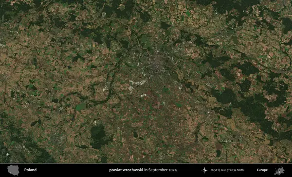 powiat wroclawski. Eylül 2024 'te çekilen Kopernik Sentinel karolarından oluşan uydu görüntüsü üzerine Polonya' nın idari bölgesi