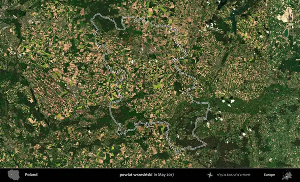 powiat wrzesinski. Mayıs 2017 'de çekilen Kopernik Nöbetçi karolarından oluşan bir uydu görüntüsü üzerine Polonya' nın idari bölgesinin ana hatlarını belirledik.