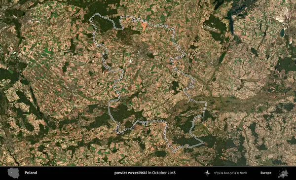 powiat wrzesinski. Polonya 'nın idari bölgesini, Ekim 2018' de çekilen Kopernik Nöbetçi karolarından oluşan bir uydu görüntüsüne göre özetledik.