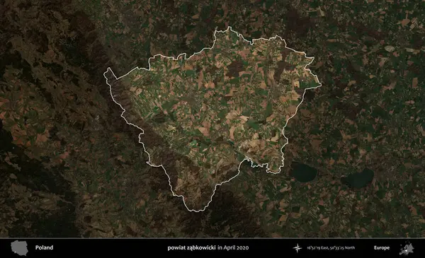 powiat zabkowicki. Polonya 'nın idari alanı, Nisan 2020' de çekilen Kopernik Nöbetçi karolarından oluşan koyu renkli bir uydu görüntüsü üzerine vurgulandı ve özetlendi