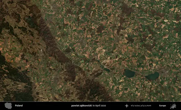 powiat zabkowicki. Nisan 2020 'de Copernicus Sentinel karolarından oluşan bir uydu görüntüsü üzerine Polonya' nın idari bölgesi