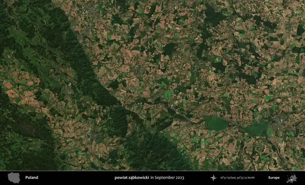 powiat zabkowicki. Eylül 2023 'te Copernicus Sentinel karolarından oluşan uydu görüntüsü üzerine Polonya' nın idari bölgesi