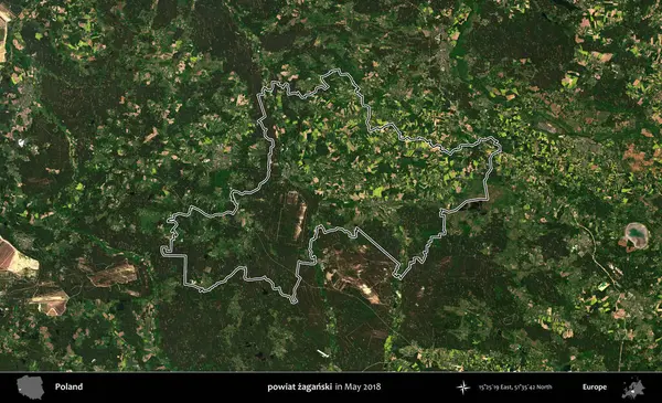powiat zaganski. Mayıs 2018 'de çekilen Kopernik Nöbetçi karolarından oluşan bir uydu görüntüsü üzerine Polonya' nın idari bölgesinin ana hatlarını belirledik.