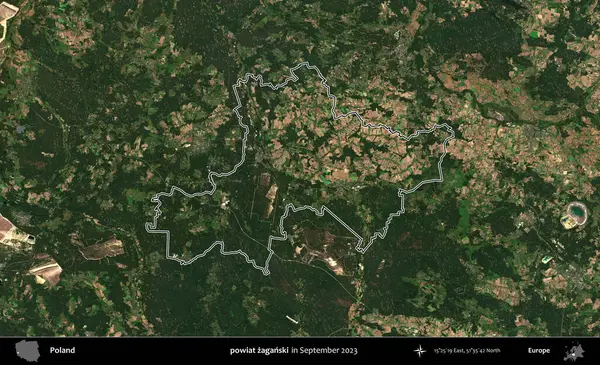 powiat zaganski. Eylül 2023 'te çekilen Copernicus Sentinel karolarından oluşan bir uydu görüntüsü üzerine Polonya' nın idari bölgesinin ana hatlarını belirledik.