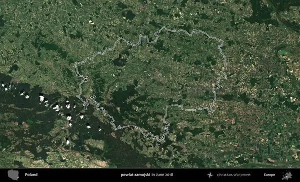 powiat zamojski. Polonya 'nın idari bölgesini Haziran 2018' de çekilen Kopernik Nöbetçi karolarından oluşan bir uydu görüntüsüne göre özetledik.