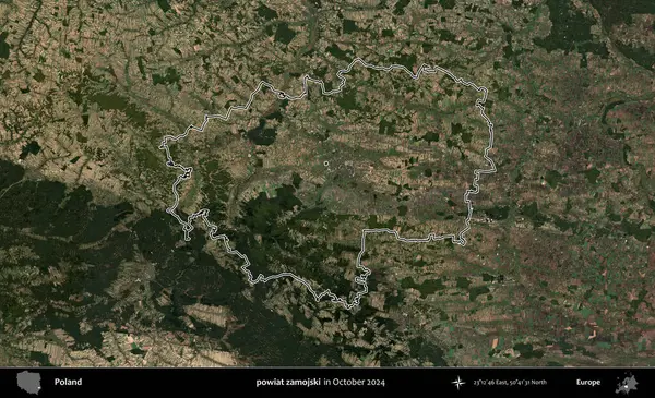 powiat zamojski. Polonya 'nın idari bölgesini, Ekim 2024' te çekilen Kopernik Nöbetçi karolarından oluşan bir uydu görüntüsüne göre özetledik.