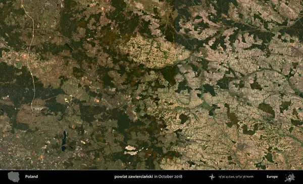 powiat zawiercianski. Polonya 'nın idari bölgesi, Ekim 2018' de çekilen Kopernik Sentinel karolarından oluşan bir uydu görüntüsü üzerine kurulmuştur.