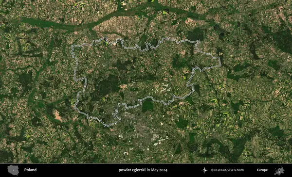 powiat zgierski. Mayıs 2024 'te çekilen Kopernik Nöbetçi karolarından oluşan bir uydu görüntüsünde Polonya' nın idari bölgesinin ana hatları belirlendi