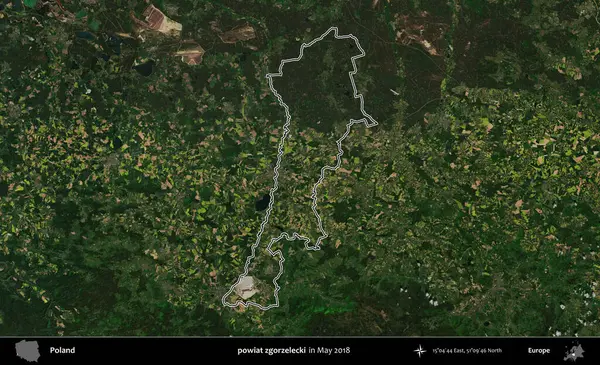 powiat zgorzelecki. Mayıs 2018 'de çekilen Kopernik Nöbetçi karolarından oluşan bir uydu görüntüsü üzerine Polonya' nın idari bölgesinin ana hatlarını belirledik.