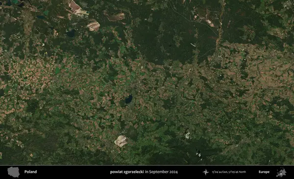 powiat zgorzelecki. Eylül 2024 'te çekilen Kopernik Sentinel karolarından oluşan uydu görüntüsü üzerine Polonya' nın idari bölgesi