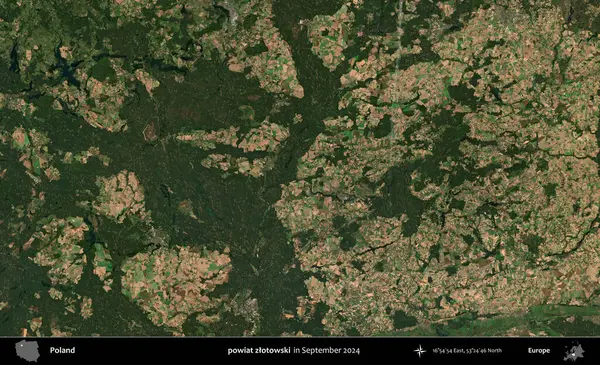 powiat zlotowski. Eylül 2024 'te çekilen Kopernik Sentinel karolarından oluşan uydu görüntüsü üzerine Polonya' nın idari bölgesi