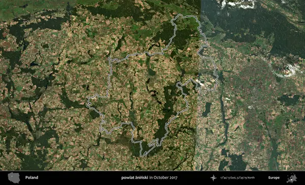 powiat zninski. Polonya 'nın idari bölgesini, Ekim 2017' de çekilen Kopernik Nöbetçi karolarından oluşan bir uydu görüntüsüne göre özetledik.