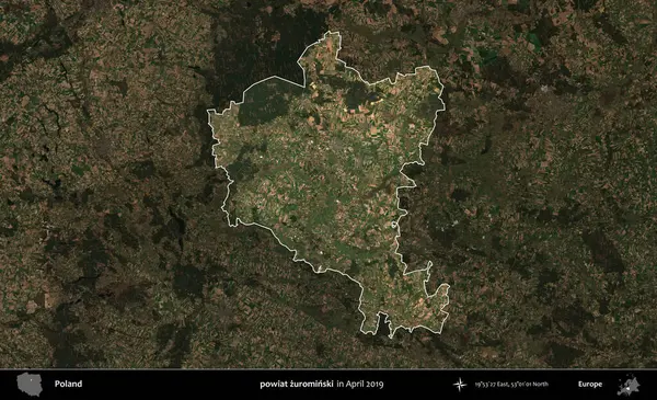 powiat zurominski. Polonya 'nın idari alanı, Nisan 2019' da çekilen Kopernik Nöbetçi karolarından oluşan koyu renkli bir uydu görüntüsü üzerine vurgulandı ve özetlendi.